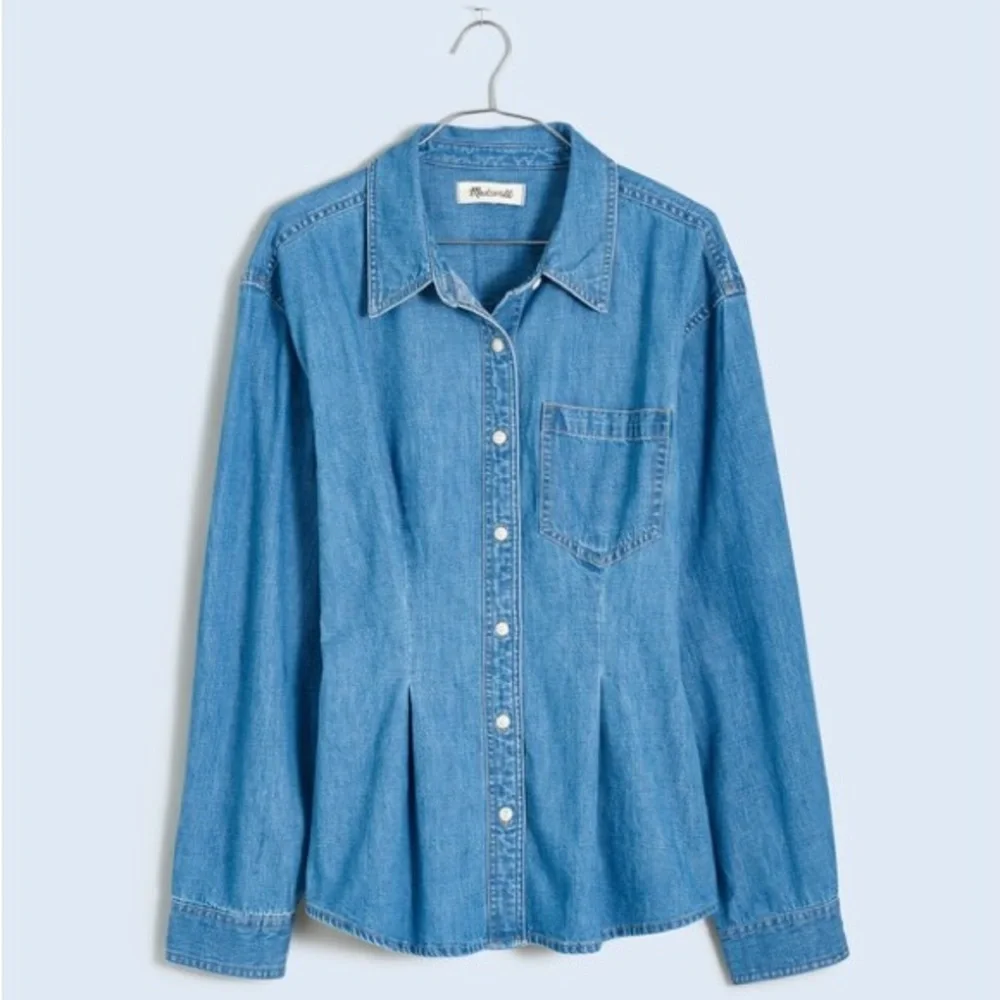Madewell Chambray Denim Darted Button-Up Long Sleeve Shirt XS